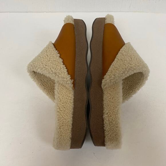 Chloe Luminous Ochre Wavy Shearling Slides Size 39 - Picture 9 of 11